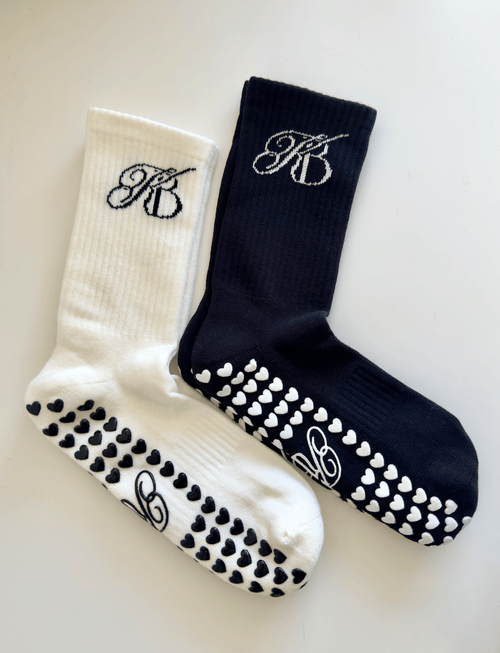 KB Crew Non Slip Grip Socks - My Heart In B&W - Kaluah Boutique